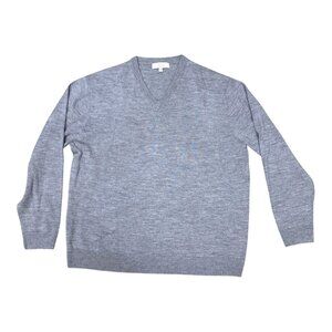 Turnbury Extra Fine Merino Wool Sweater XL Light Gray V Neck Pullover Mens